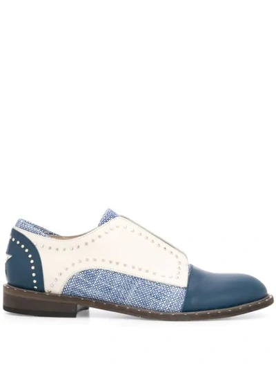 Shop Lorena Antoniazzi Riveted Loafers In Blue