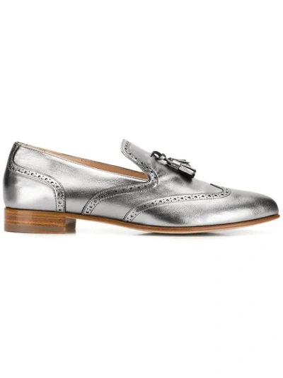 Shop Fabiana Filippi Metallic Tassel Loafers In Silver