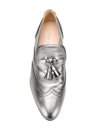 Shop Fabiana Filippi Metallic Tassel Loafers In Silver