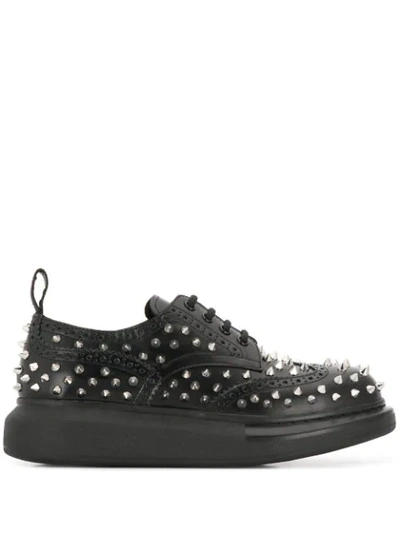 ALEXANDER MCQUEEN SPIKE LACE-UP SNEAKERS - 黑色