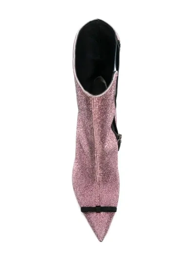 Shop Marco De Vincenzo Boots With Rhinestones And Bow In Pink