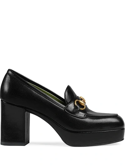 Shop Gucci Leather Platform Loafer With Horsebit In Black