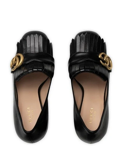 Shop Gucci Platform Fringe Loafers In Black