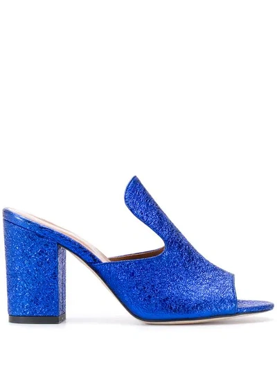 Shop Paris Texas Cracked Effect Slip-on Sandals In Blue