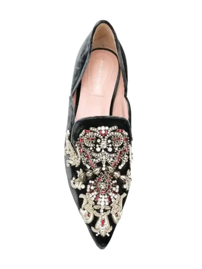 Shop Alberta Ferretti Embroidered Slip-on Shoes In Black