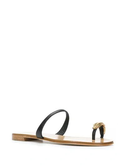 Shop Giuseppe Zanotti Ring Alligator Sandals In Black