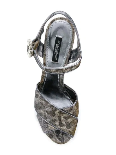 Shop Dolce & Gabbana Bejeweled Heel Platform Sandals In Grey