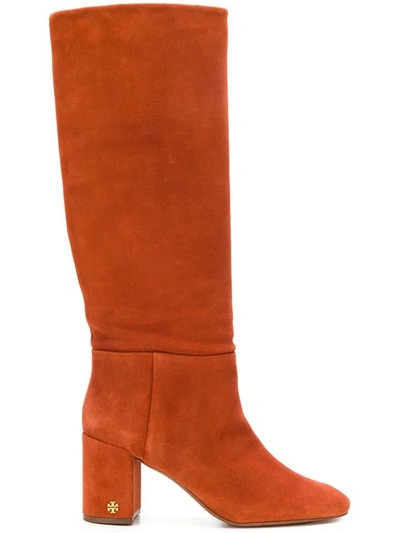 Shop Tory Burch Chunky Heeled Boots In Orange