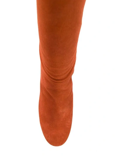 Shop Tory Burch Chunky Heeled Boots In Orange