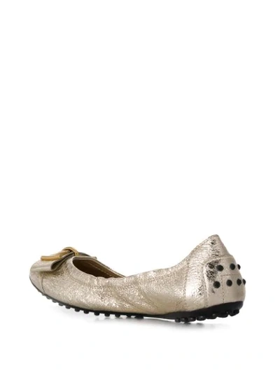 Shop Tod's Gommino Ballerinas In Gold