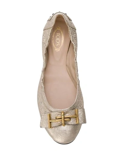 Shop Tod's Gommino Ballerinas In Gold