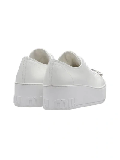 Shop Miu Miu Swarovski Crystal Toe-cap Sneakers In White