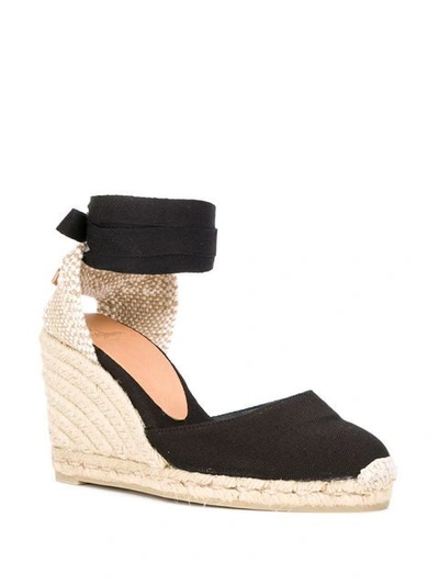 Castaã±er Black Canvas Carina Wedges In Black
