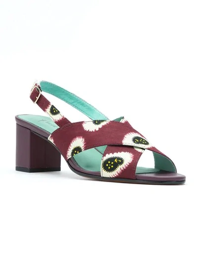 Shop Blue Bird Shoes Printed Leather Sandals In Purple