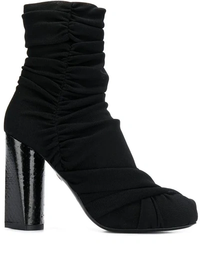 Shop Roberto Cavalli Draped Design Boots In Black