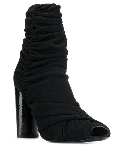 Shop Roberto Cavalli Draped Design Boots In Black