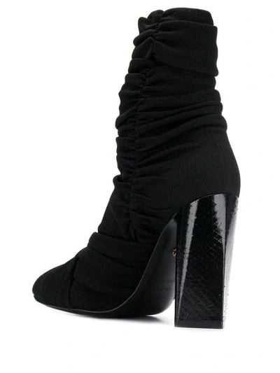 Shop Roberto Cavalli Draped Design Boots In Black