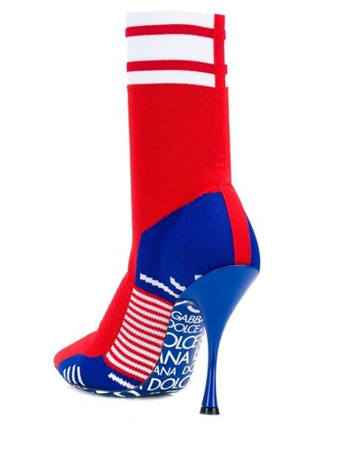 Shop Dolce & Gabbana Logo Sock Boot In 8l085 Red/blue