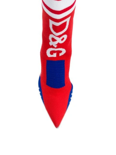 Shop Dolce & Gabbana Logo Sock Boot In 8l085 Red/blue
