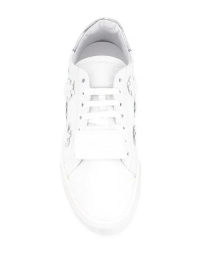 Shop Blumarine Flower Patch Sneakers In White