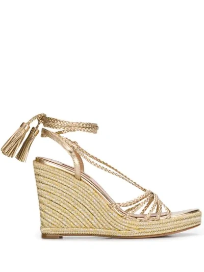 Shop Aquazzura Savanna Wedge Espadrilles In Gold