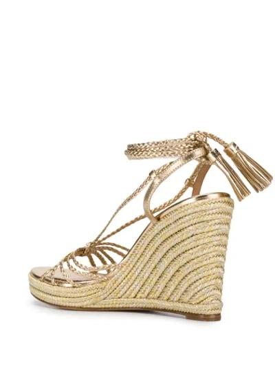 Shop Aquazzura Savanna Wedge Espadrilles In Gold