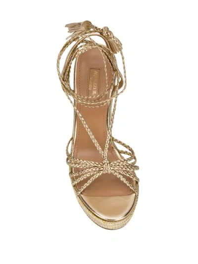 Shop Aquazzura Savanna Wedge Espadrilles In Gold