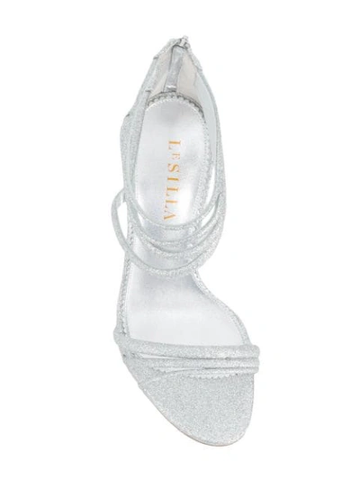 Shop Le Silla Glitter Strappy Sandals In Grey
