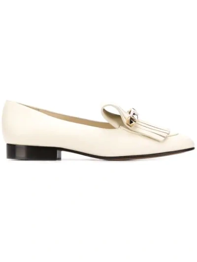 Shop Valentino Garavani Fringed Loafers In Neutrals