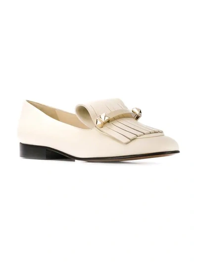 Shop Valentino Garavani Fringed Loafers In Neutrals