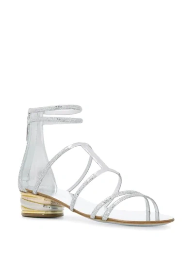 Shop Casadei Aurora Trio Sandals - Silver