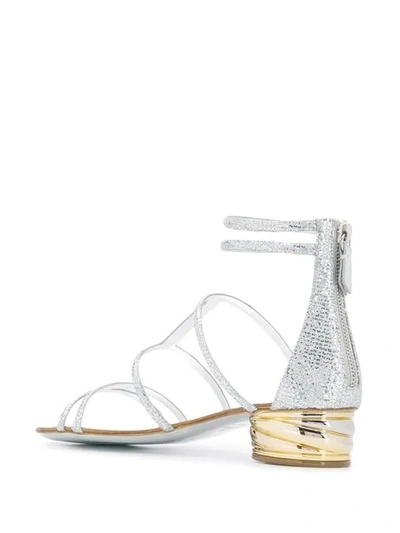 Shop Casadei Aurora Trio Sandals - Silver
