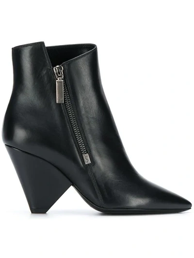 Shop Saint Laurent Niki Wedge Bootie In Black