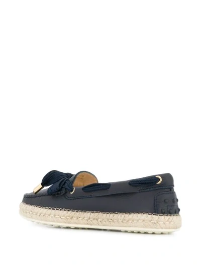 Shop Tod's Bow Detail Loafers In Blue