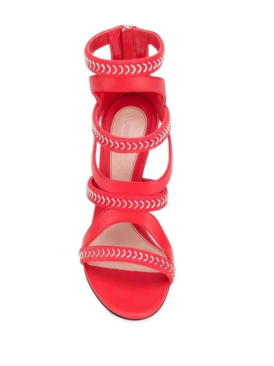 Shop Alexander Mcqueen Embellished Strappy Sandals In Red