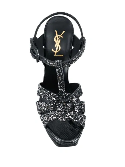 Shop Saint Laurent Glittery Platform Sandals In Black