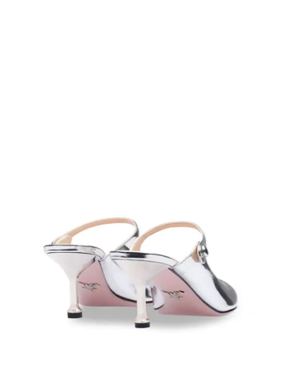 Shop Prada Metallic Low-heel Pumps In Silver