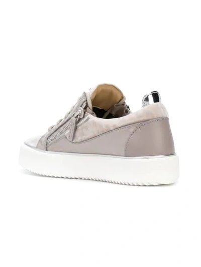 Shop Giuseppe Zanotti Nicki Velvet Sneakers In Neutrals