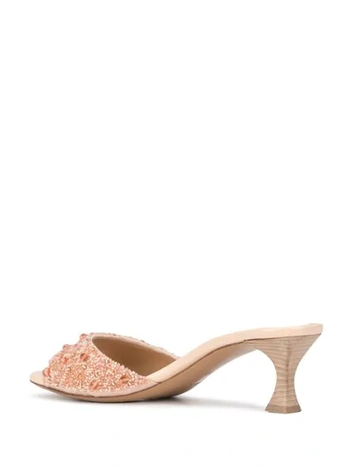 Shop Tabitha Simmons X Brock Collection Beaded Kitten Heel Mules In Pink