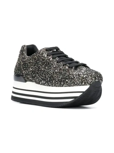 Shop Hogan Glitter Platform Sneakers - Black