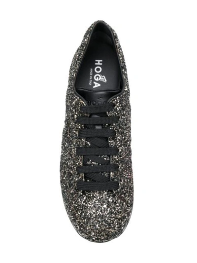 Shop Hogan Glitter Platform Sneakers - Black