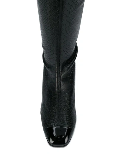 Shop Giuseppe Zanotti Snakeskin Effect Over The Knee Boots In Black