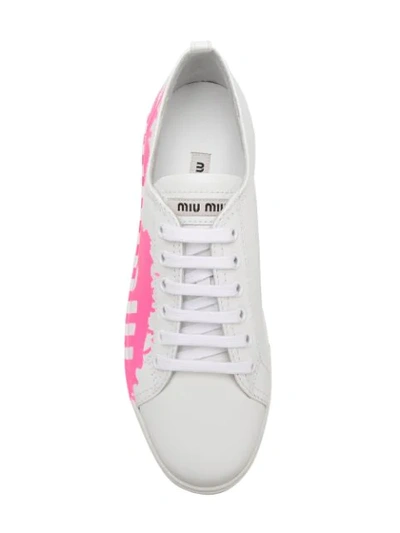 Shop Miu Miu Side Logo Sneakers In White
