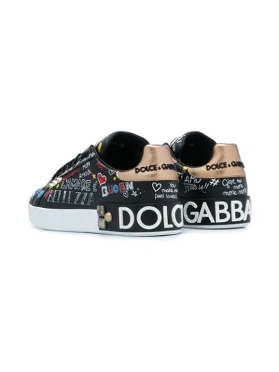 Shop Dolce & Gabbana Portofino Mural Print Sneakers In Black