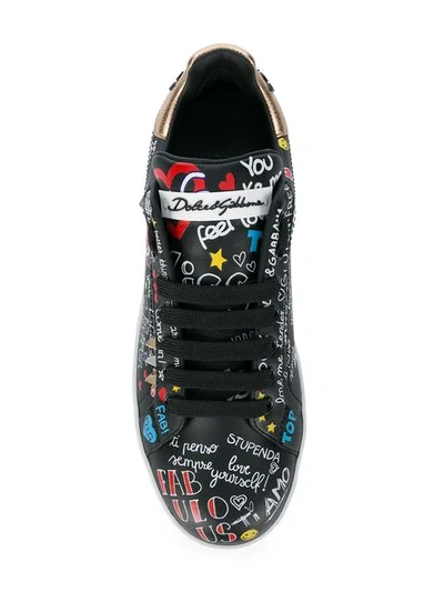 Shop Dolce & Gabbana Portofino Mural Print Sneakers In Black