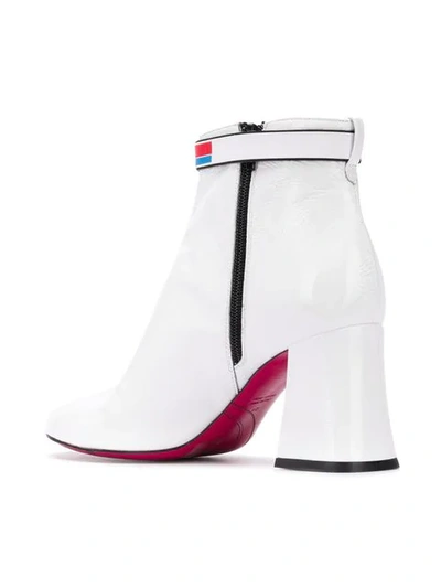 Shop Pinko Logo Strap Ankle Boots In White