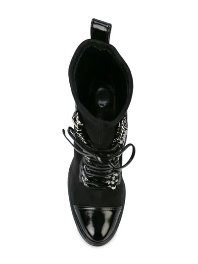Shop Casadei Chain Trim Lace-up Boots - Black