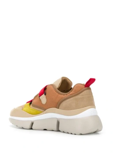 Shop Chloé Buckled Strap Sneakers In Neutrals