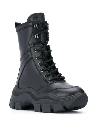 Shop Prada Lace-up Combat Boots - Schwarz In Black