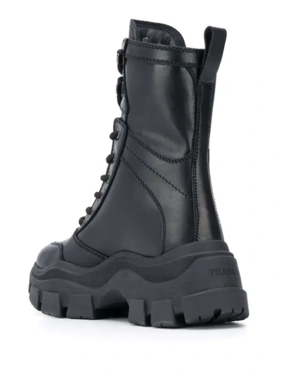 Shop Prada Lace-up Combat Boots - Schwarz In Black